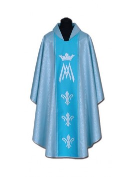 Marian chasuble blue + silver ornament (56A)