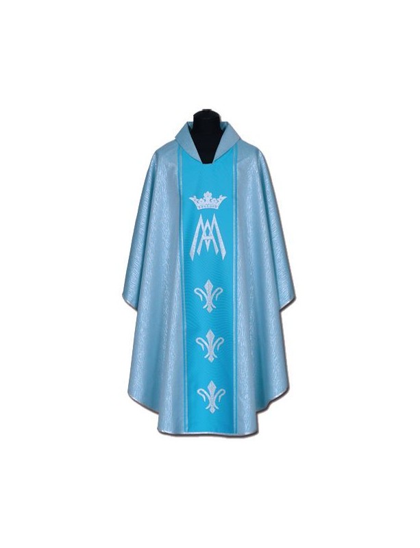 Marian chasuble blue + silver ornament (56A)