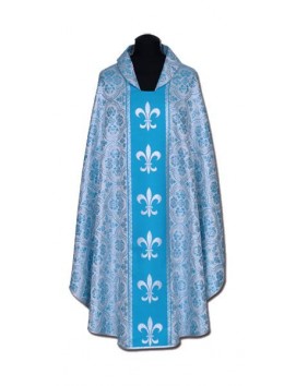 Casulla mariana azul + ornamento plateado (57A)