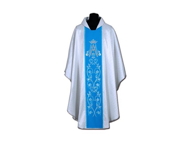 Mariánský ornát modrý + stříbrný ornament