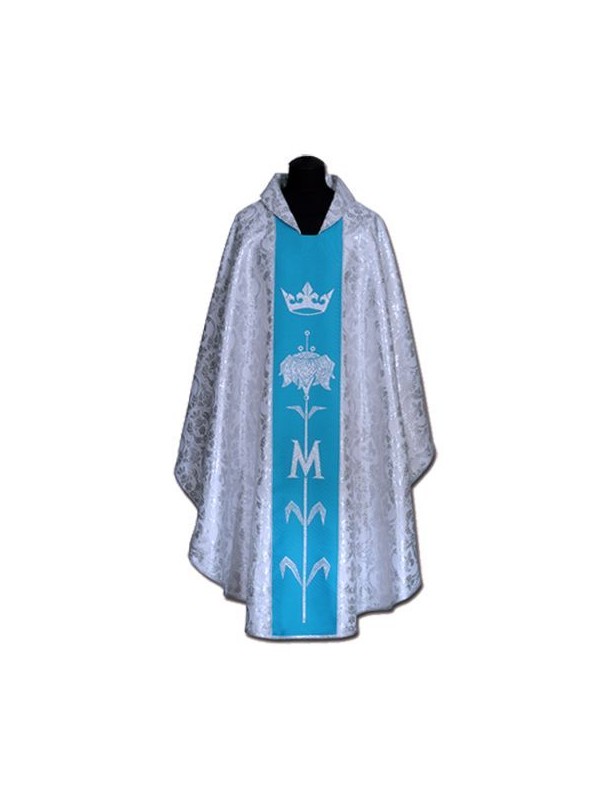Marian chasuble blue + silver ornament (59A)