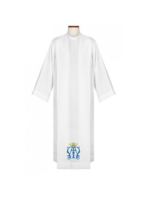 Priest alb embroidered with Marian emblem