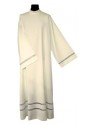 Linen priest alb - silver inset