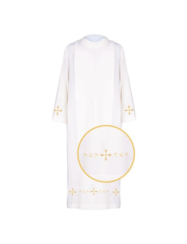 Aube sacerdotale blanche brodée - 04