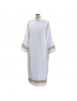 Alba kapłańska biała ze złotą wstawką