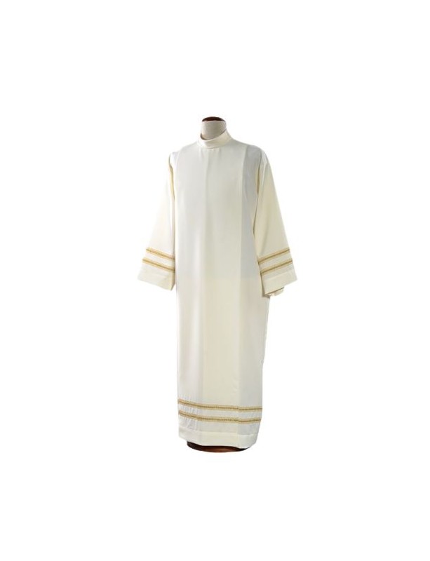 Priest alb white with gold mesh (21)