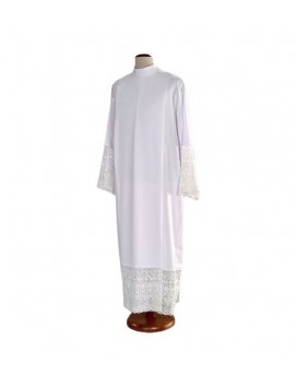 Alb preot cu guipură din bumbac alb