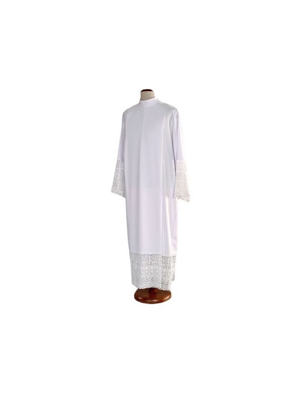Alva de sacerdote com guipure em algodão branca