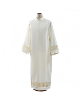Alva de sacerdote ecru com inserção em algodão