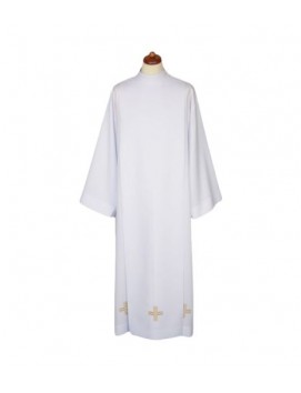 Alb sacerdote bianco con ricamo decorativo
