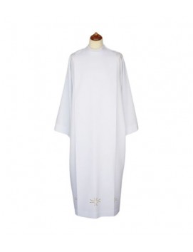 Aube de prêtre blanche avec broderie décorative