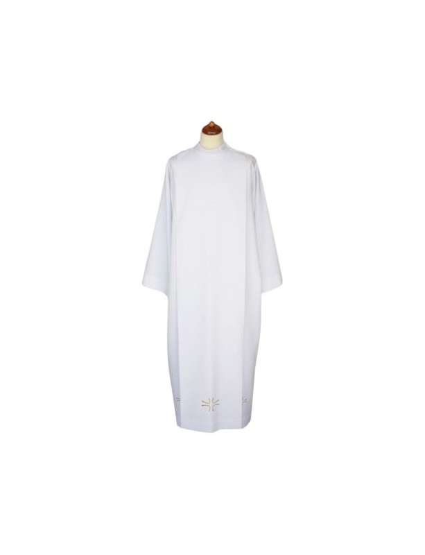 Alb sacerdote bianco con ricamo decorativo
