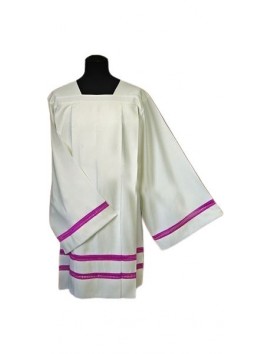 Linen priest surplice - purple inset