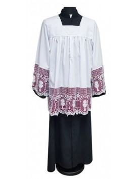 Priest surplice with elegant guipure and lace