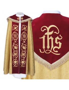Kapa liturgiczna haftowana IHS - czerwona
