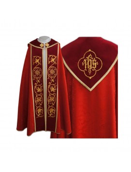 Kapa liturgiczna haftowana IHS - czerwona