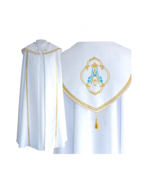 Capa blanca estampado mariano - tejido gabardina