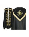 Black embroidered IHS cope - velvet stripes (78)