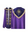 Purple cope embroidered IHS - velvet stripes (80)