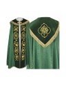 Green cope embroidered IHS - velvet stripes (81)