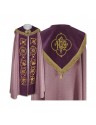 Pink cope embroidered IHS - velvet stripes (82)