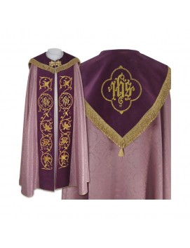 Capa rosa bordada IHS - rayas de terciopelo