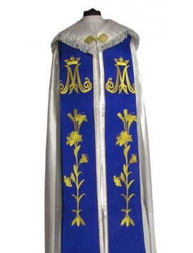Embroidered Marian cope - silver brocade (87)
