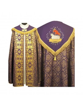 Embroidered gothic cope, purple with gold accessories (91)