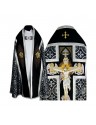 Roman cope black and silver Christ Crucified
