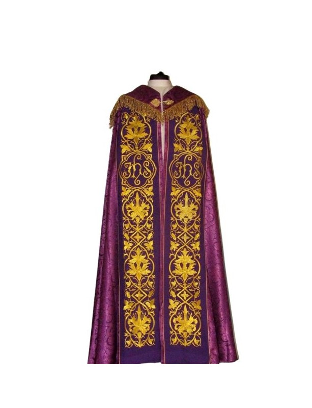 Bestickter Rauchmantel - IHS violett - Rosette