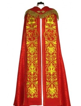 Pluvial bordado - IHS vermelho - roseta (1)