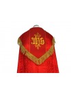 Embroidered cope - IHS red - rosette (1)