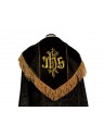 Chape brodée - IHS noire - rosette (1)