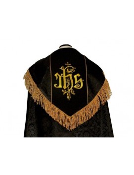 Embroidered cope - IHS black - rosette (1)