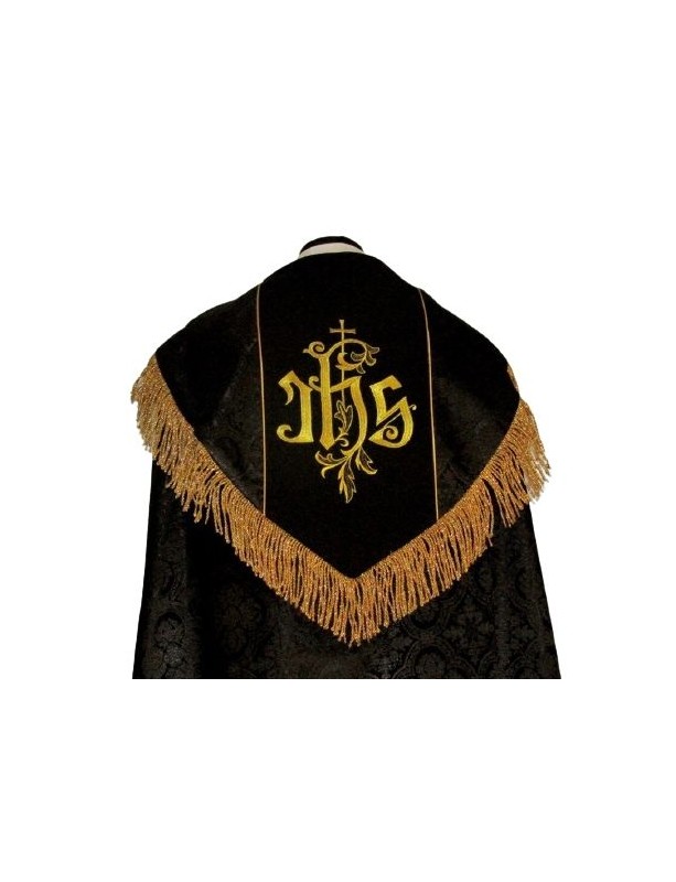 Bestickter Rauchmantel - IHS schwarz - Rosette