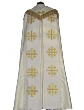 Embroidered cope - Jerusalem Cross white - rosette (3)