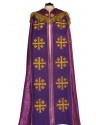 Bestickter Rauchmantel - Jerusalemkreuz violett - Rosette (3)