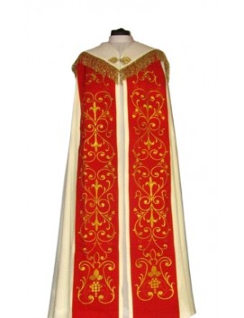 Capa bordada crema y roja - adorno