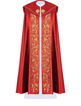 Liturgical cope with embroidered IHS - red (33)
