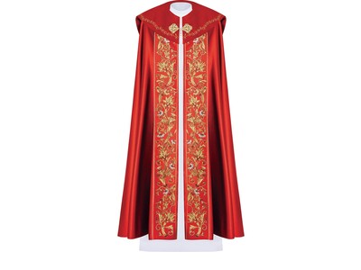 Liturgický pluviál s vyšívaným IHS - červený