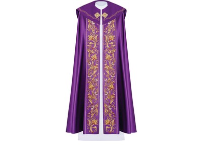Vyšívaný liturgický pluviál IHS - fialový