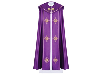 Liturgický pluviál s vyšívaným IHS - fialový