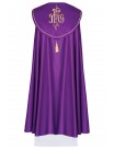 Liturgical cope embroidered IHS - purple (37)