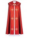 Liturgical cope embroidered IHS - red (38)