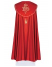 Liturgical cope embroidered IHS - red (38)