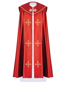 Piviale liturgico ricamato Croce - rosso