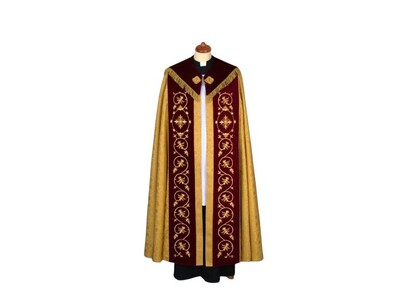 Vyšívaný pluviál damask, pruhy zamat