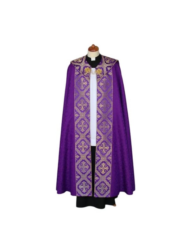 Violetter Rauchmantel bestickter Damast