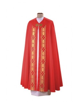 Piviale rosso con strisce decorative