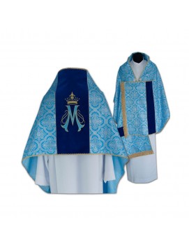 Marian liturgical veil embroidered, velvet belt (15)